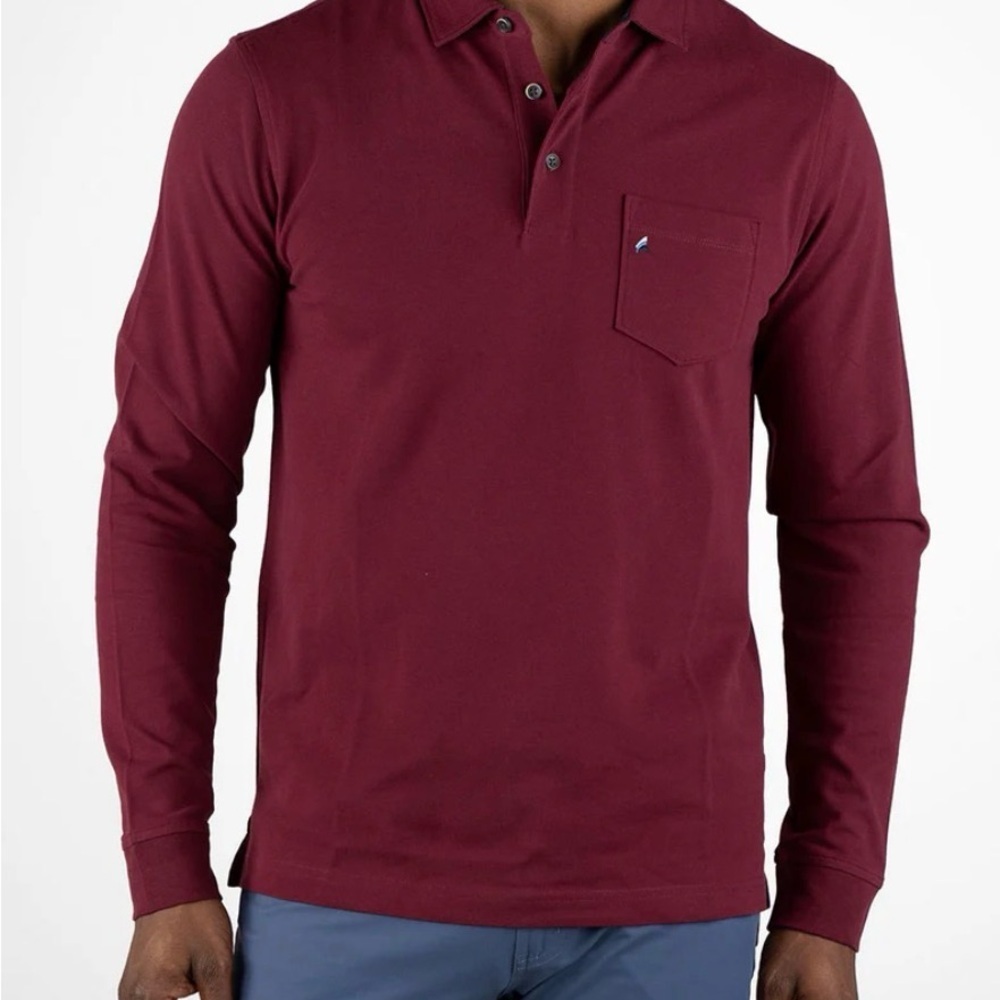 Men's XL Tailor Vintage Long Sleeve Polo - Stretch Pique In ZinfaNdel NWT